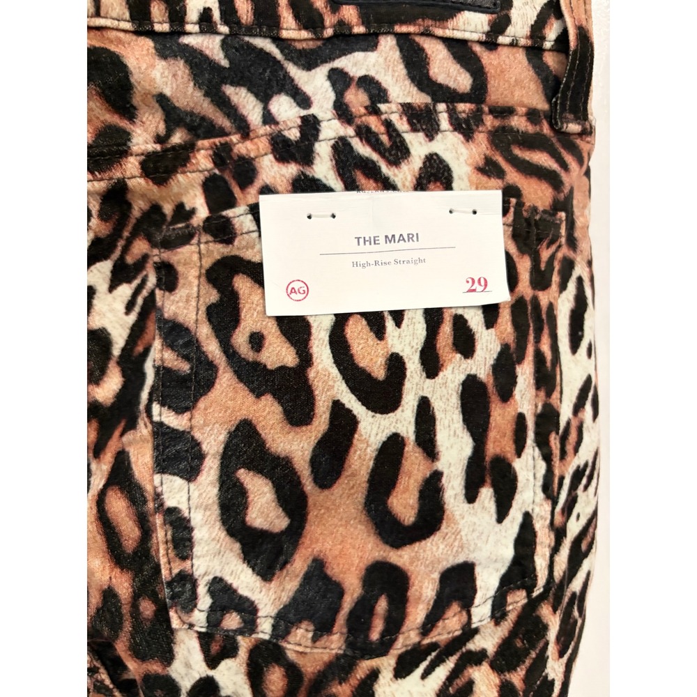AG Adriano Goldschmied Size 29 The Mari High Rise Straight Leopard Jeans NEW NWT - Picture 7 of 7